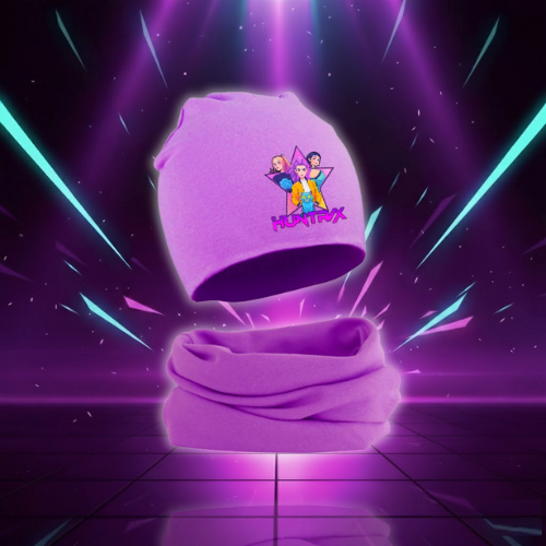Ensemble Bonnet et Echarpe Kawaii Enfant KPop Demon Hunters