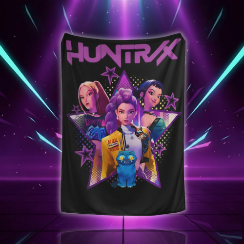Huntrix Parure De Lit KPop Demon Hunters Enfant 135x200cm - Microfibre Douce Avec 2 Taies D'Oreiller