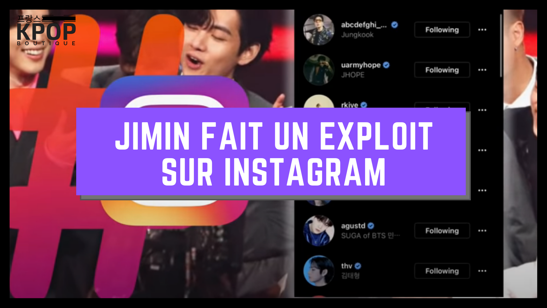 Jimin fait un exploit sur instagram