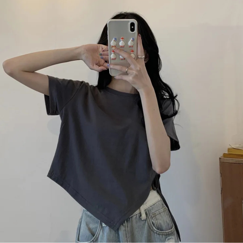 T-Shirt Coréen Uni Y2K