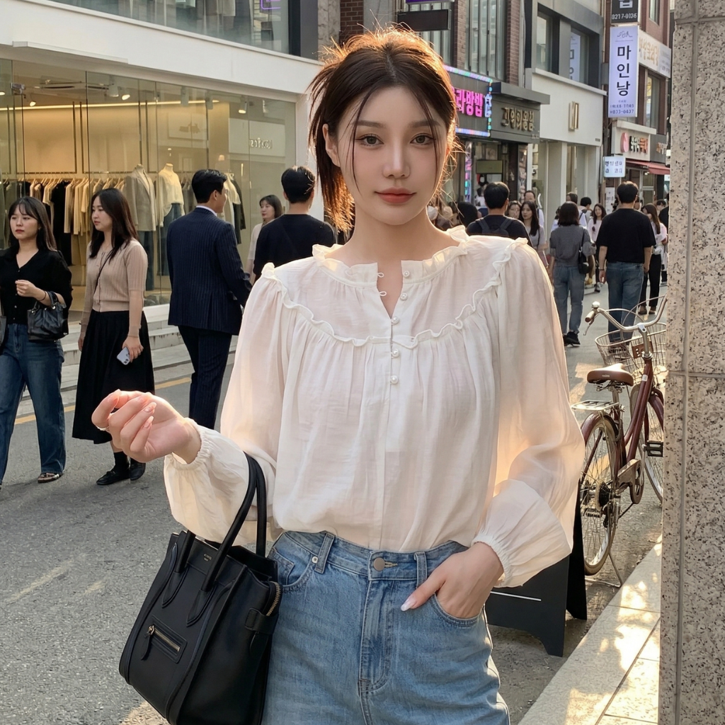 Blouse à Manches Bouffantes