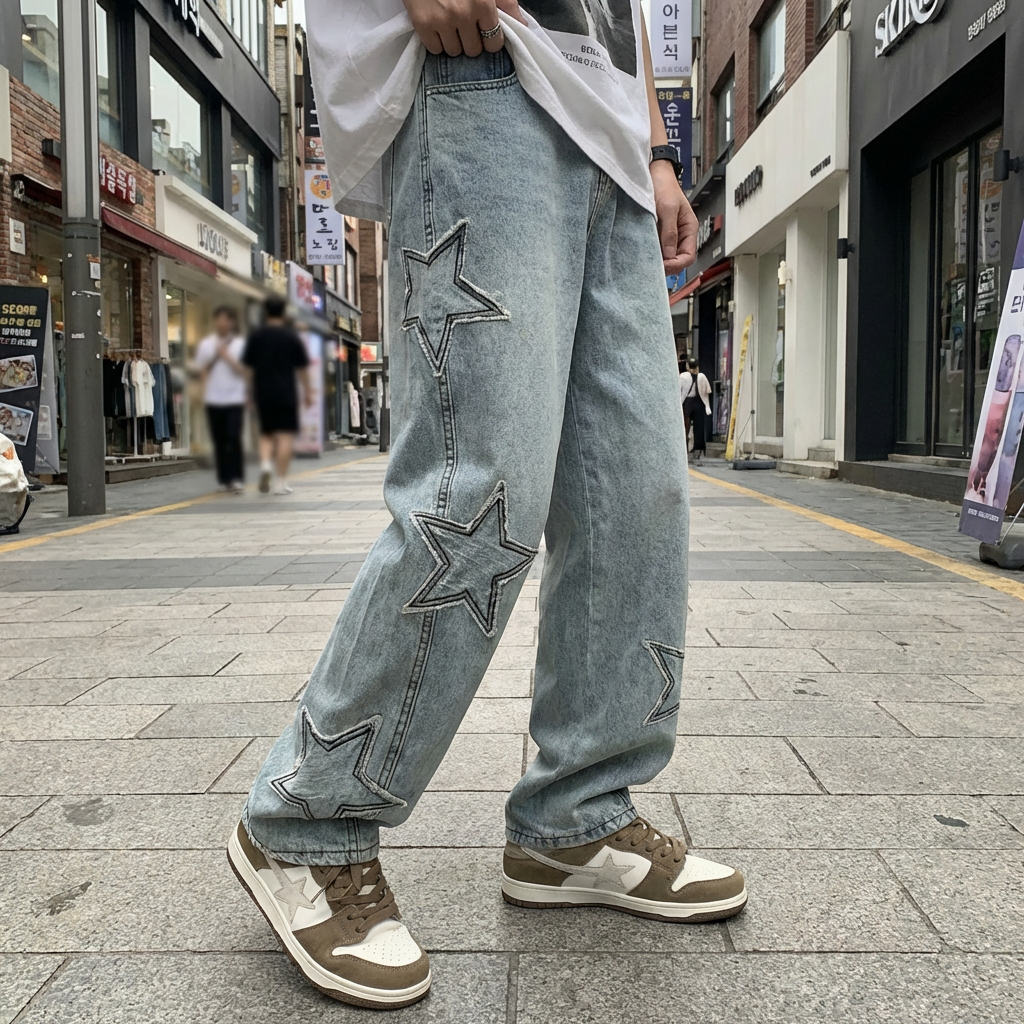 Jean Baggy Etoiles Brodées
