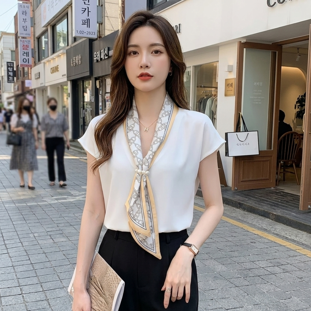 Blouse à Foulard Intégré