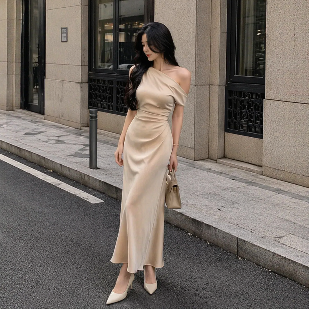 Robe Asymétrique Satinée