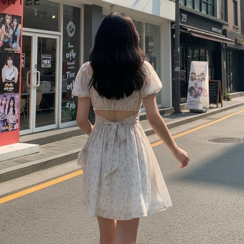Robe Fleurie Manches Bouffantes