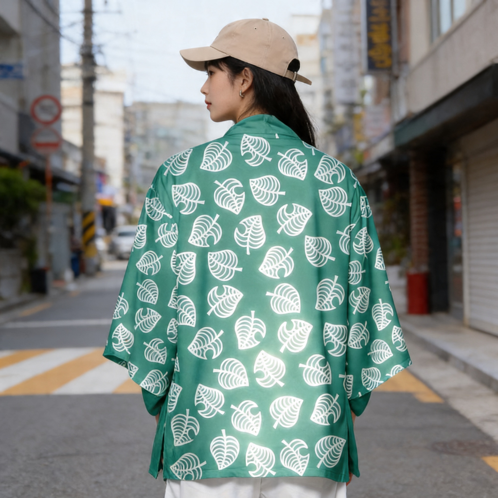 Veste Kimono Imprimé Feuille