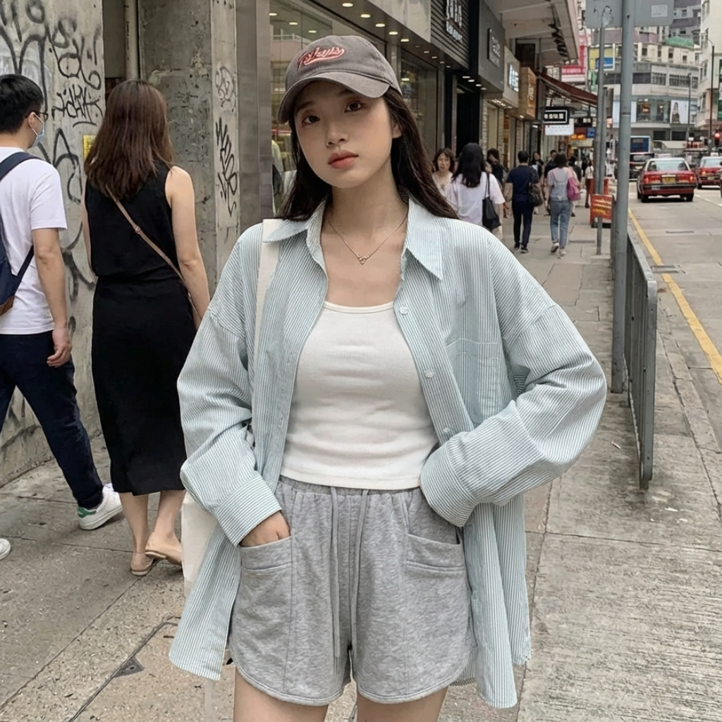 Chemise Rayée Oversize Femme