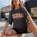 2021 Fun Letters Printed Sweatshirts Cotton Sky Blue Crewneck Womens Winter Tops Brand Designer Vintage Streetwear Teens Clothes