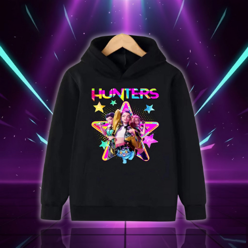 2025 KPop Demon Hunter Cartoon Girls Boy Hooded Sweatshirt Warm Children's Korean Fashion Casual Tops Casual Girls Clothing (Copie)