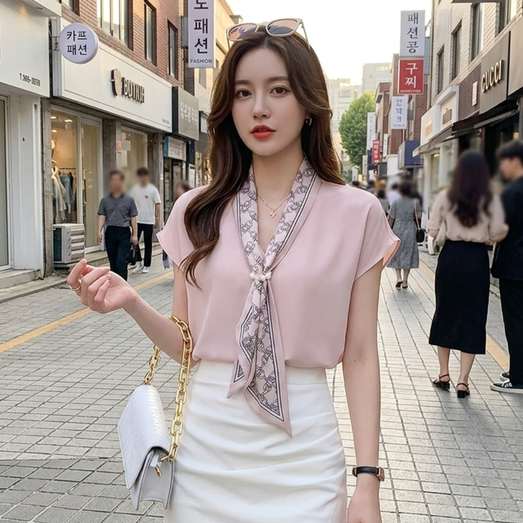 Blouse à Foulard Intégré
