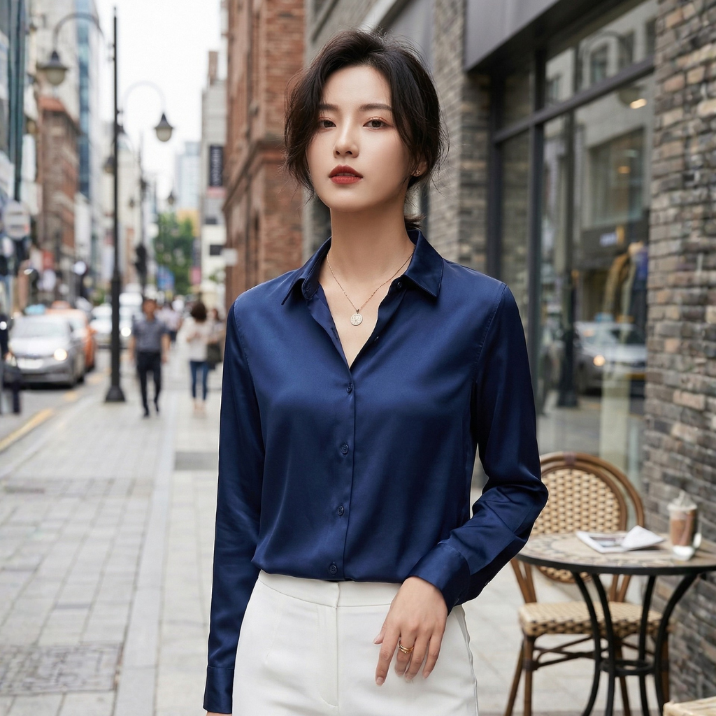 Chemise Satinée Style Coréen