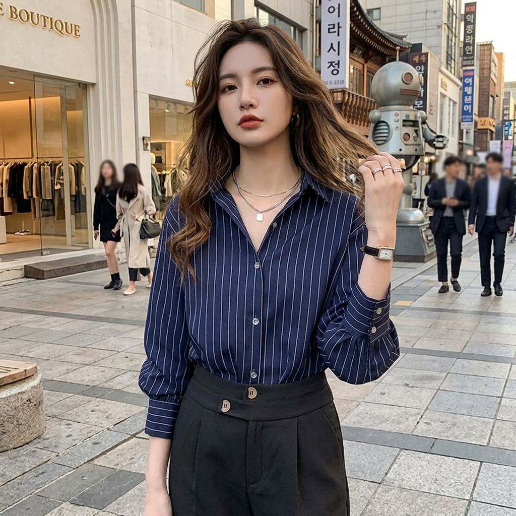 Chemise Rayée Loose