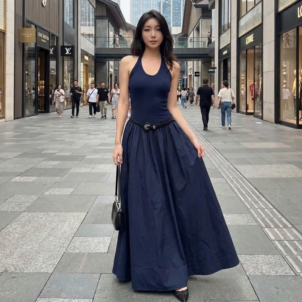 Robe Longue à Bretelles Style Coréen