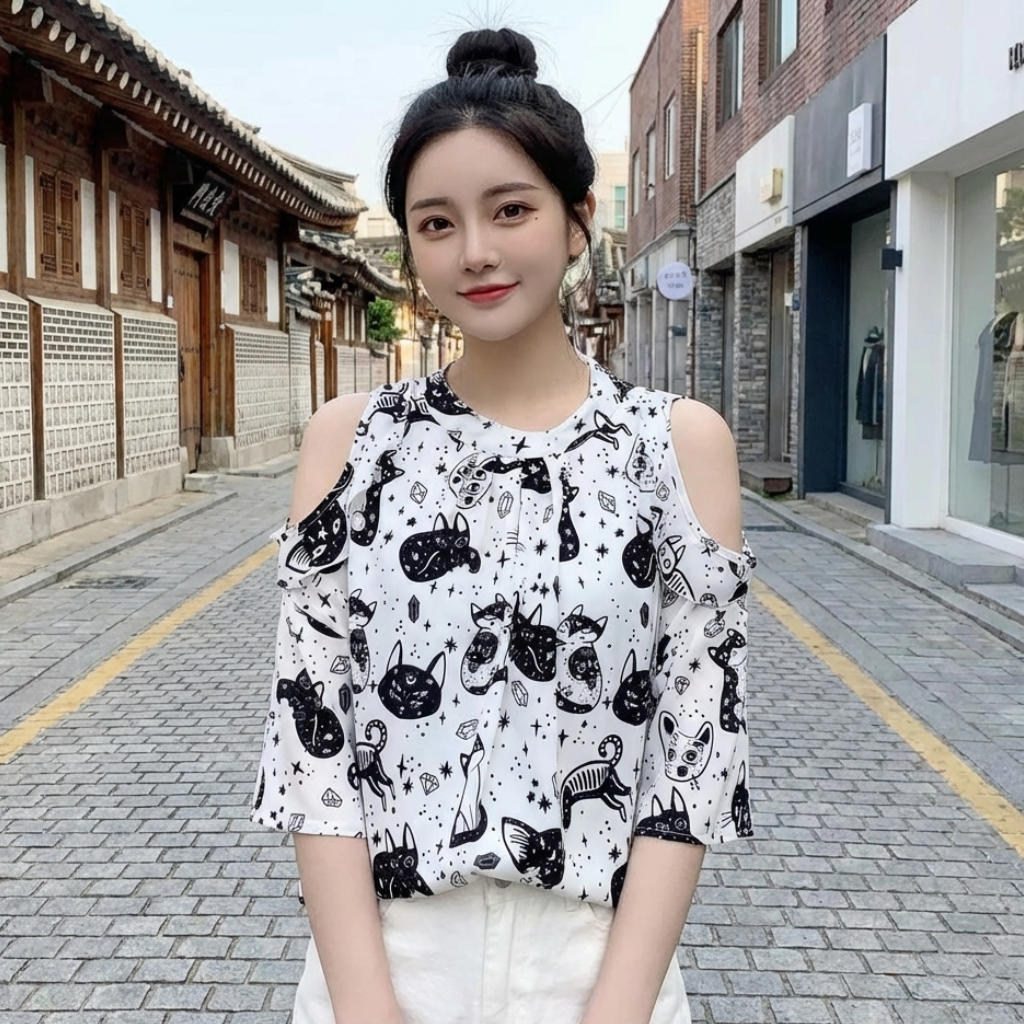 Blouse Imprimé Chat