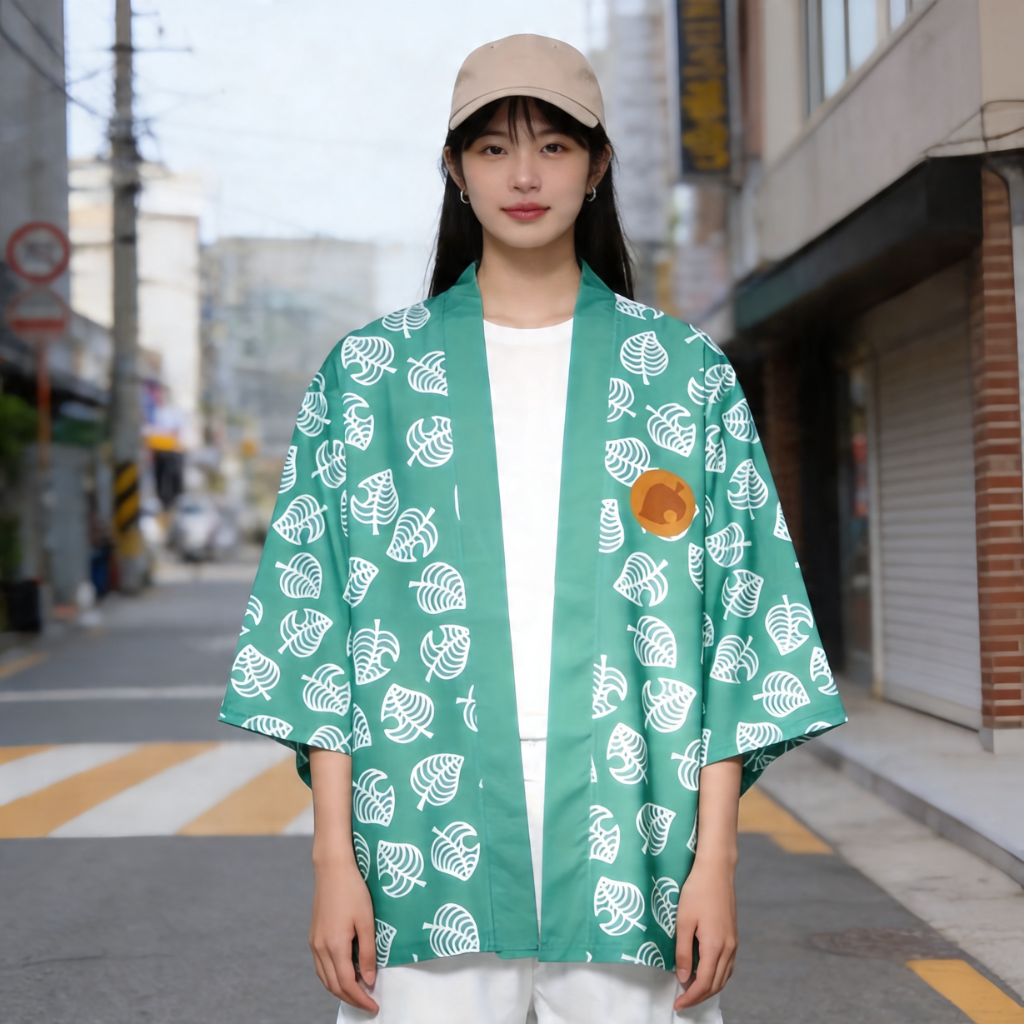 Veste Kimono Imprimé Feuille