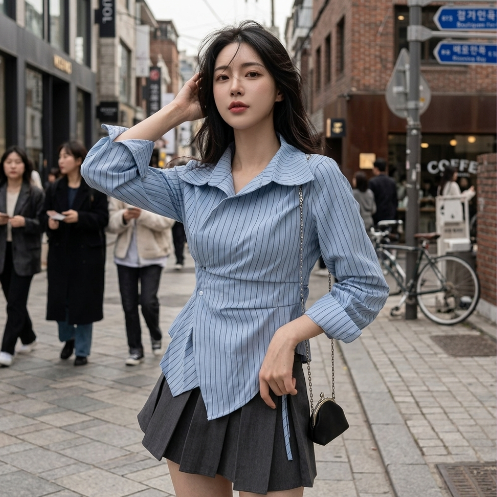 Chemise Cintrée Rayée Asymétrique