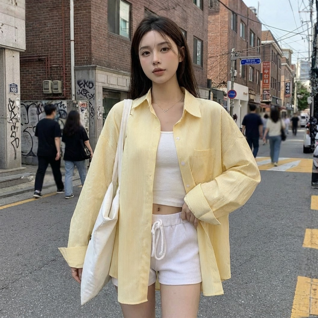 Chemise Rayée Oversize Femme