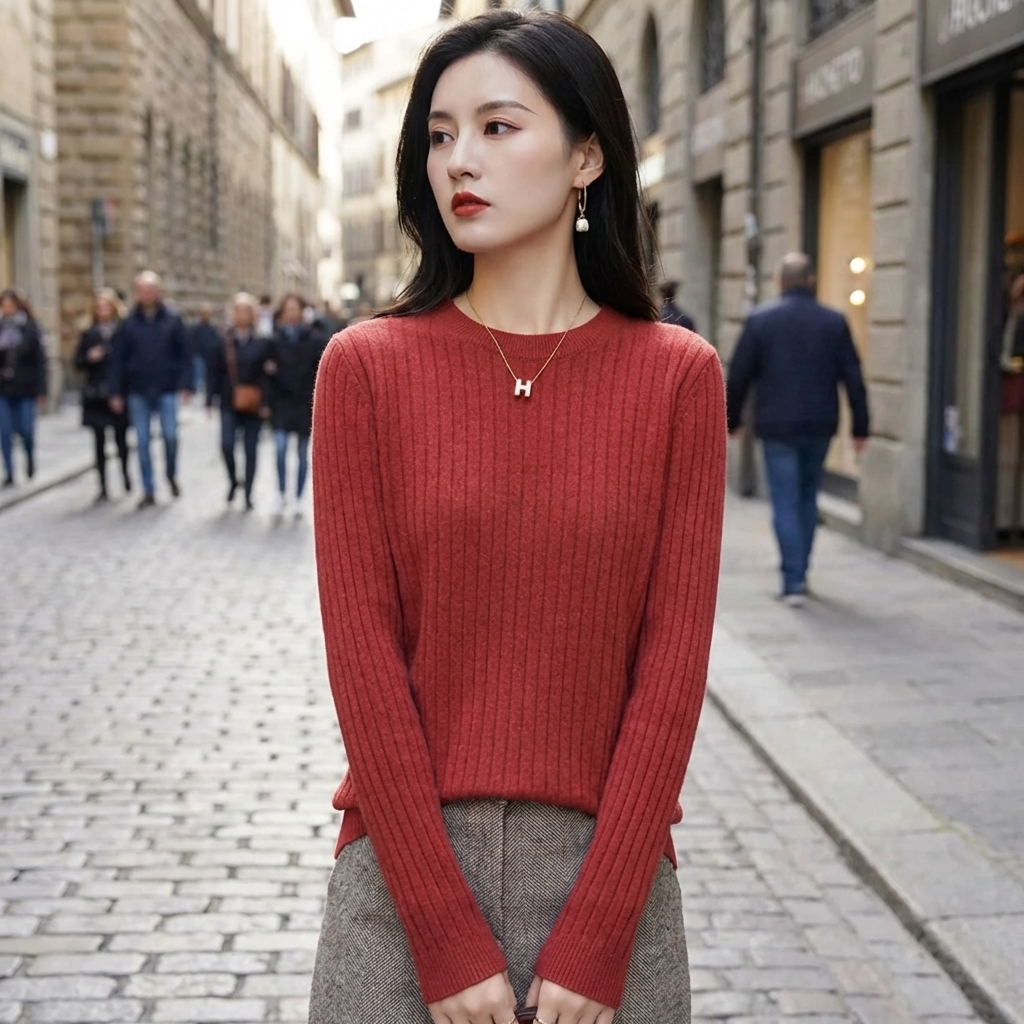 Pull Coréen Maille Côtelée