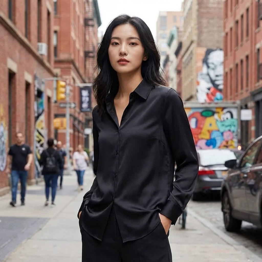 Chemise Satinée Style Coréen