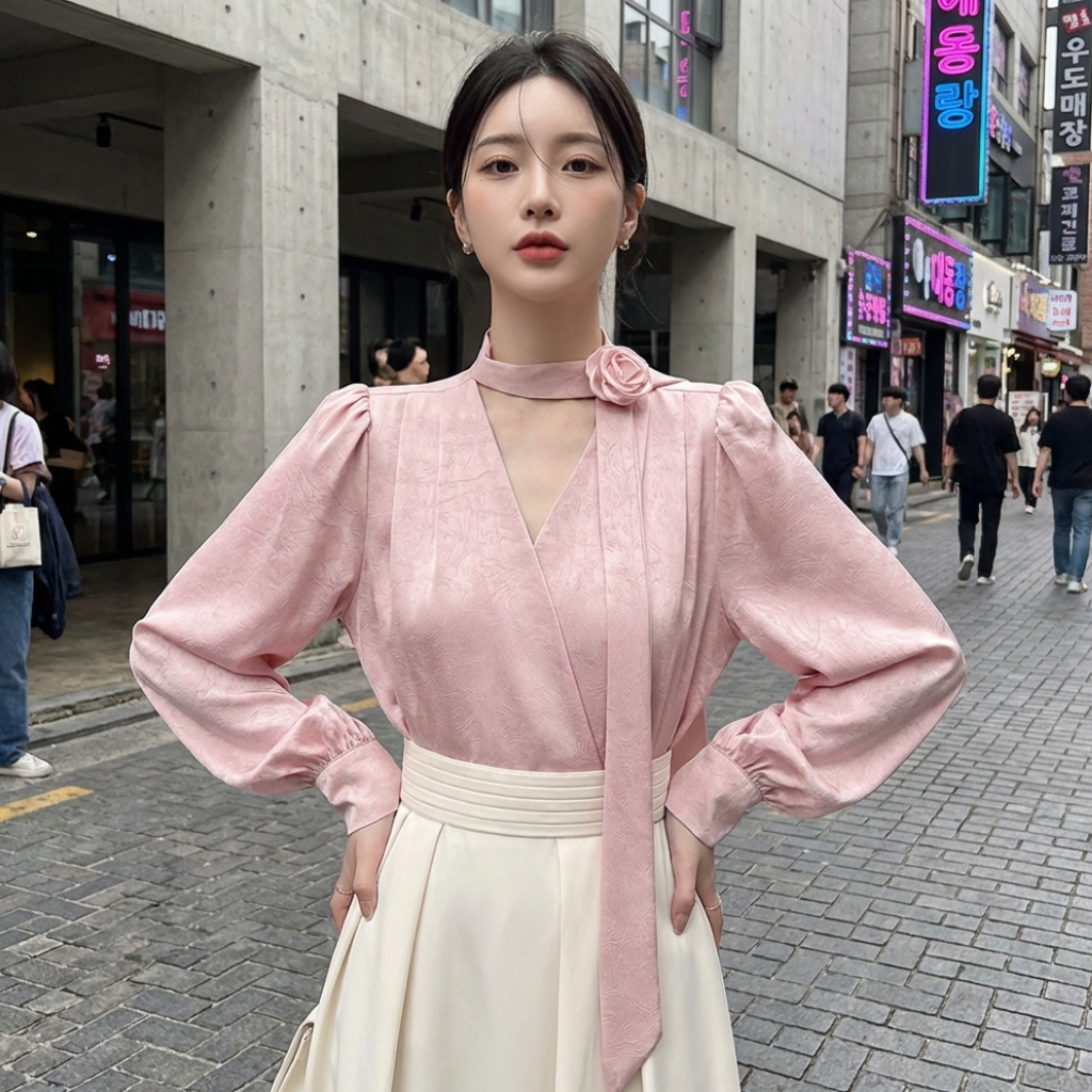 Blouse Satin Femme Col V
