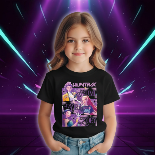 T-shirt Noir Demon Hunters Huntrix pour Enfant