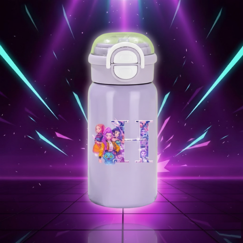 500ML KPop Demon Hunteres 316 Stainless Steel Thermos Cartoon Anime Pattern Letters A-Z Print Water Bottles Fashion Coffee Mug