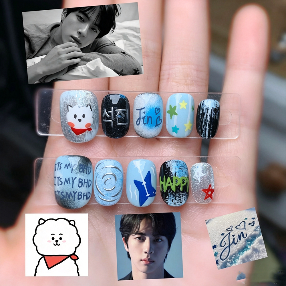 Kit de Faux Ongles K-pop Jin et RJ