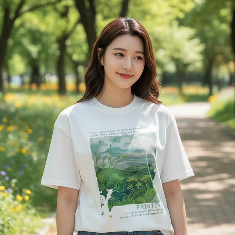 T-shirt Korean Imprimé