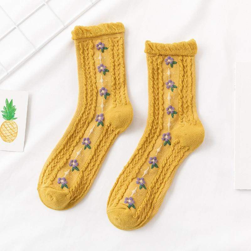 Chaussette Coreenne a Fleurs