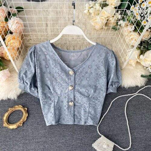 Chemisier Coreen Court à Broderie