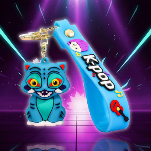 Creative Kpop Demon Hunters Little Tiger Keychain Pendant Cartoon Anime Monster Hunt Girl Key Ring Bag Hanging Decoration Gift