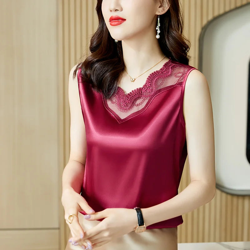 Débardeur Korean Satin Femme