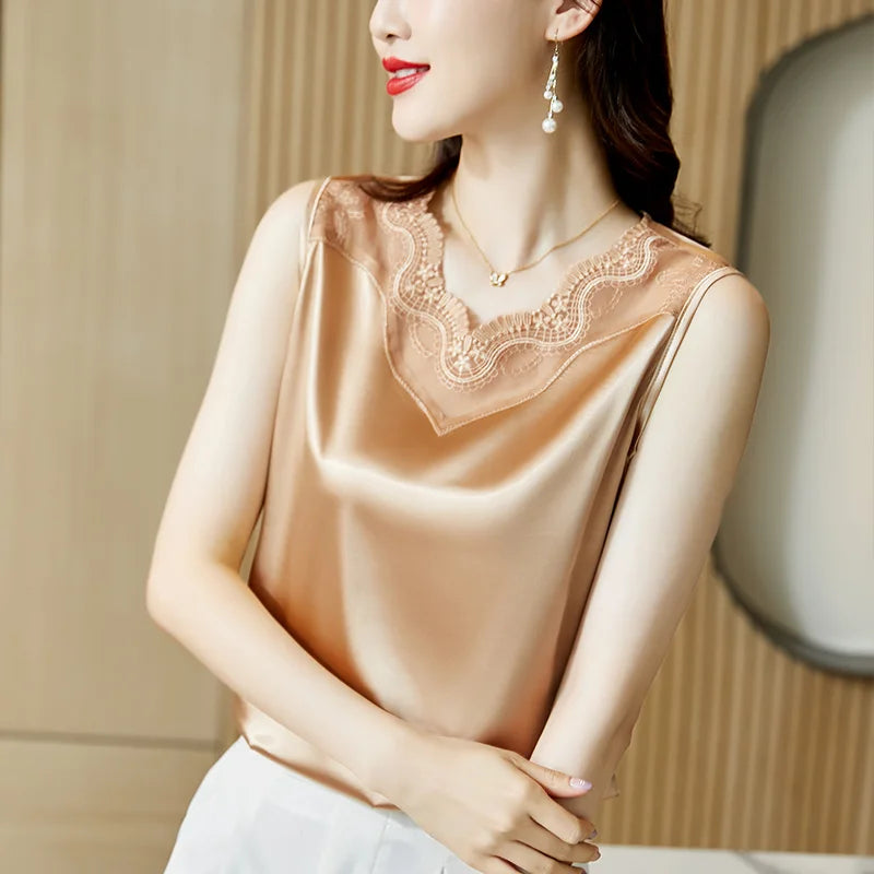 Débardeur Korean Satin Femme