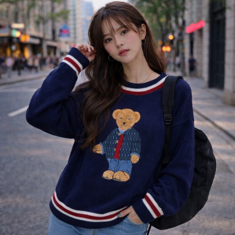 Pull Coréen Bleu Marine