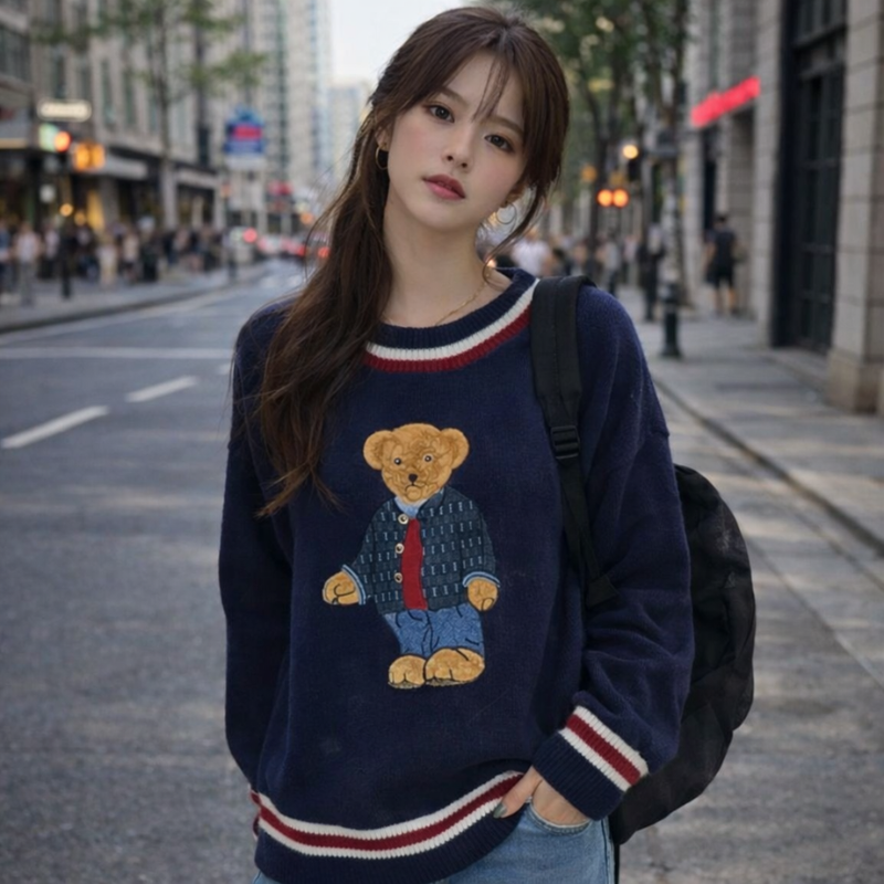 Pull Coréen Bleu Marine