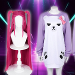 Demon Hunter of KPop Mira Cosplay Purple Sleepdress Headwear White Bear Pajama Women Sleepwear Halloween Carnival Party Outfits