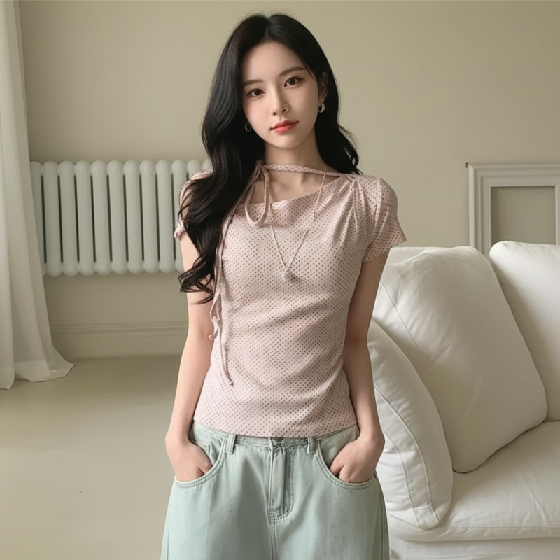 T-Shirt Coréen Kawaii à Pois