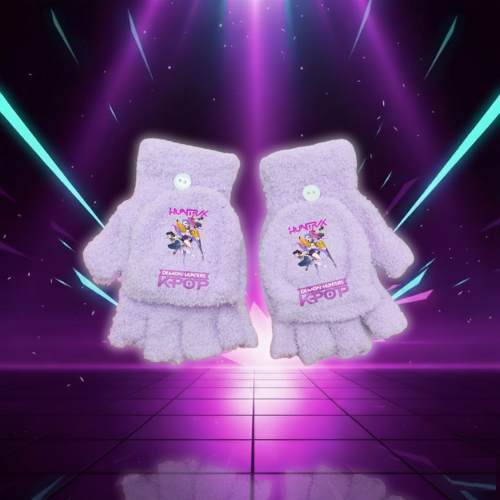 K-pop Demon Hunters Anime Gloves Unisex Kids Half Finger Flip Gloves Winter Warm Fashion Accessories Christmas Birthday Gifts