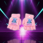 K-pop Demon Hunters Half Finger Flip Gloves Cute Girl Warmth Touchable Screen Knitted Glove Fashion Cartoon Anime Winter Gift