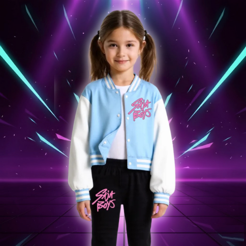 KPop Demon Hunters Saja Boys Children Hoodies Baseball Uniform Jacket And Pants Sets for Boys Girls Fashion Cartoon Sweatshirts