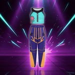 Kids Girls 3Pcs Demon Cosplay Singer Outfit Iridescent Gloss Crop Top Long Sleeve Trim Sequins Outer Wear and Waist Chain Shorts (Copie)