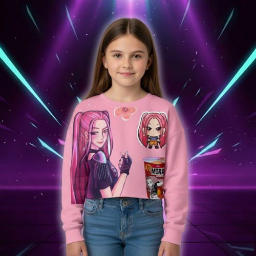 Kids Kpop Demon Hunters Spring Autumn Cartoon crop Hoodie Sweatshirts Fashion Casual Anime Family Style Little Kid Clothes (Copie)