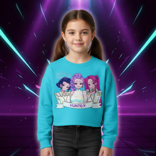 Kids Kpop Demon Hunters Spring Autumn Cartoon crop Hoodie Sweatshirts Fashion Casual Anime Family Style Little Kid Clothes (Copie)