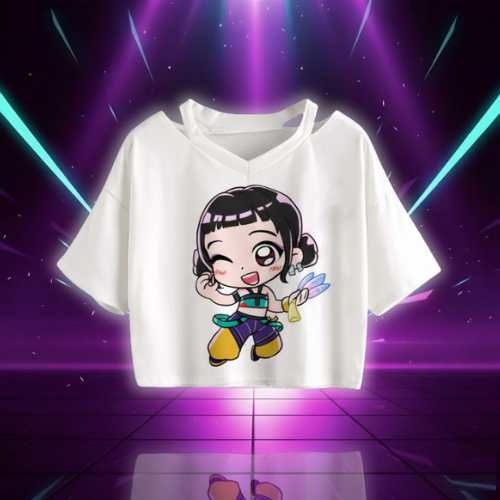 Kpop Demon Hunters Girls O-Neck Casual Women Summer Shirts Crop T-shirt (Copie)