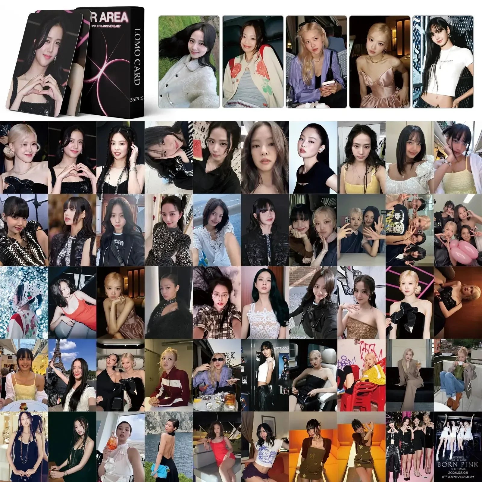 55pcs/box Kpop BLACKPINK JISOO JENNIE ROSÉ LISA Born Pink Shut Down 55pcs/box Kpop BLACKPINK JISOO JENNIE ROSÉ LISA Born Pink Shut Down