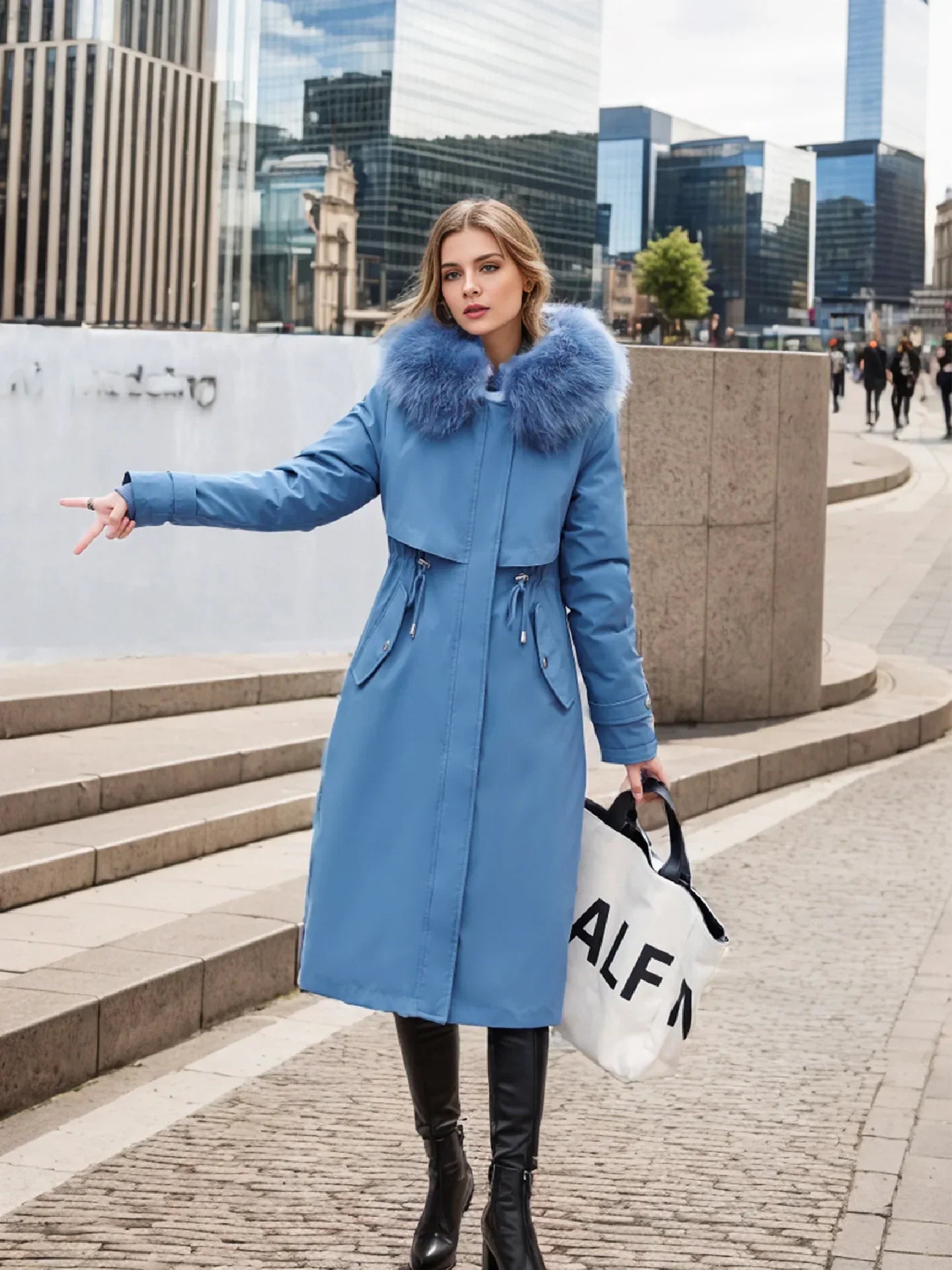 Manteau Coréen Col Fourrure