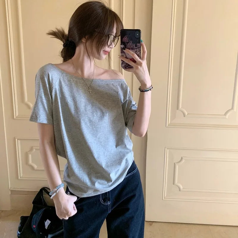 T-shirt Coréen Epaules Dénudées