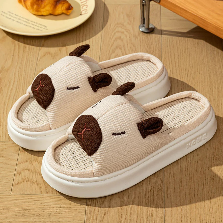 Pantoufles Capybara en Lin