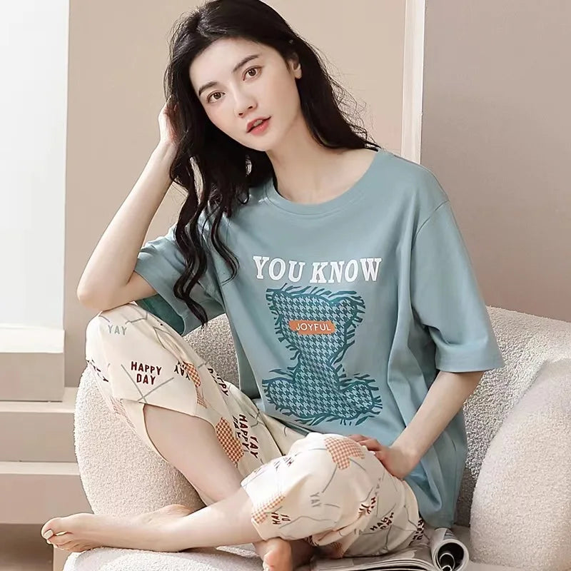 Ensemble de Pyjamas à Manches Courtes Femmes