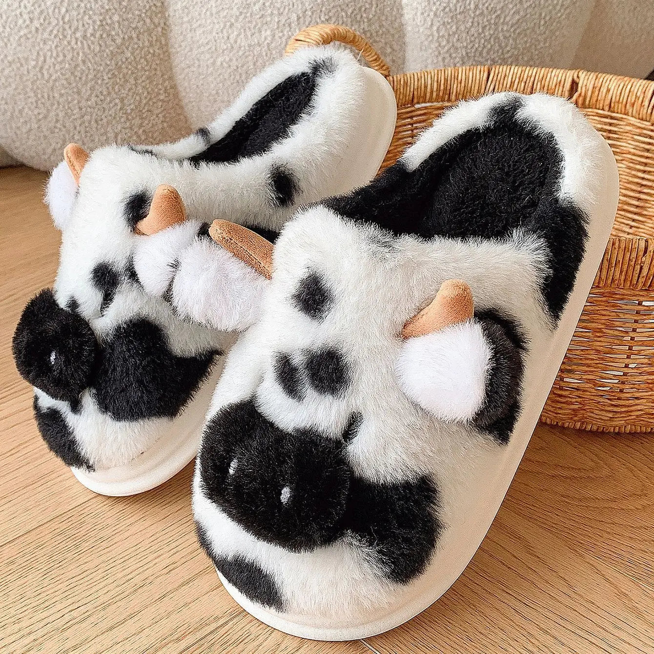 Pantoufles Douillettes en Fourrure Vache